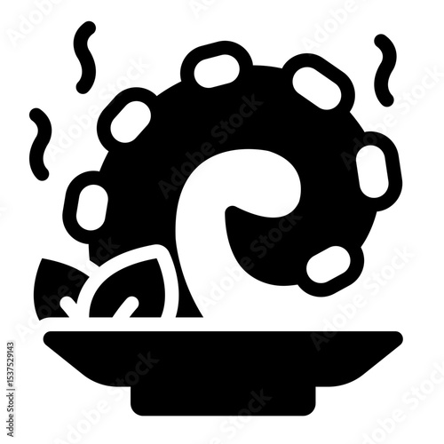 octopus glyph icon for seafood dish or marine themed design