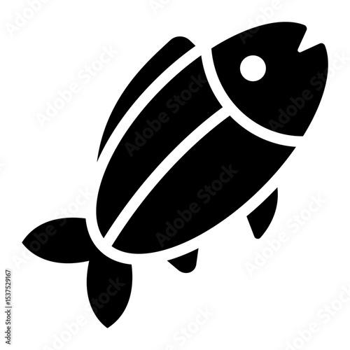 Tuna fish glyph icon representing seafood commonly used in sushi and ocean menus