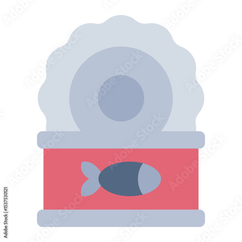 Canned sardine flat icon for packaged food seafood or fish product designs