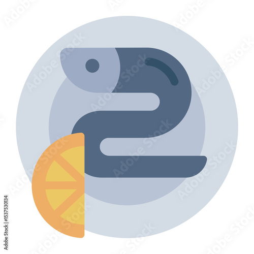 eel flat icon representing seafood used in sushi or asian dishes