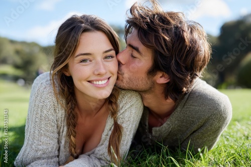International kiss scene: affectionate couple, emotional union, gentle expression, global tradition, tender act, passionate moment, loving exchange, heartfelt bond, symbolic closeness, july occasion