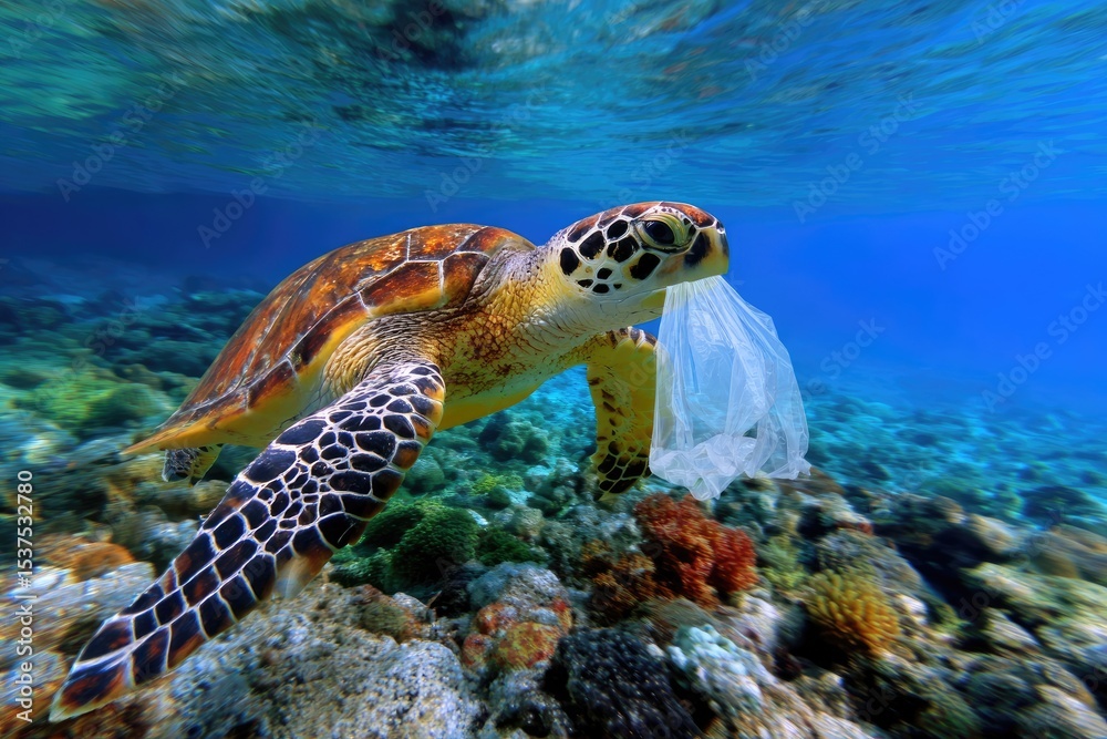 Fototapeta premium Plastic Free July: awareness effort, monthly campaign, global initiative, pollution issue, plastic reduction, environmental cause, single-use concern, public education, lifestyle shift, 