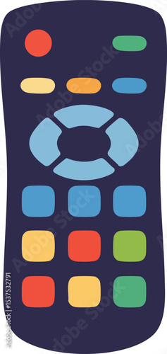 Remote Control Device with Multicolored Buttons Illustration Vector for Electronic Gadgets and Home Entertainment Systems 