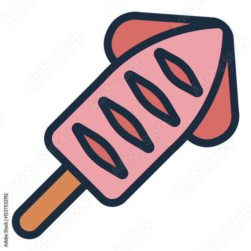 squid filled line icon for seafood product or culinary use