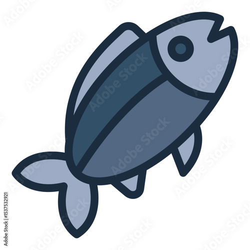 Tuna fish filled line icon representing seafood commonly used in sushi and ocean menus