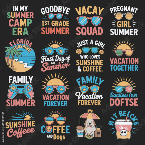Summer Vacation Sunshine Coffee Family Fun Designs