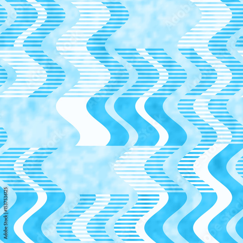 Grunge Washed Out Variegated Waves Pattern