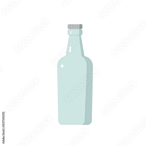 Empty glass bottle, without background, minimalistic style, clear colors, container concept, copy space