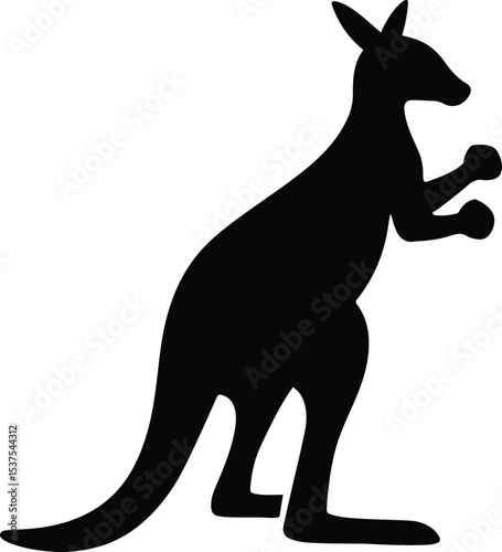 Silhouette kangaroo standing with its paws up vector illustration