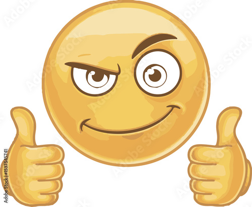 Golden Yellow Smiley Face Giving Two Thumbs Up emoticon