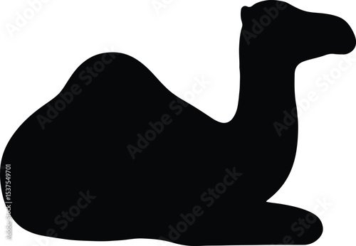 Silhouette of a resting camel flat design vector illustration