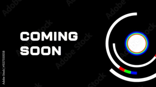 coming soon text animation with glitch. 4k alpha channel