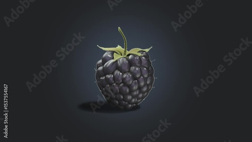 Blackberry berry stand, looped rotation, dark background