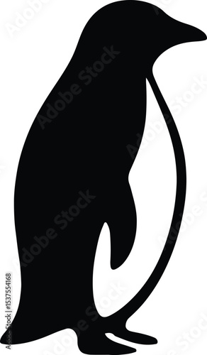 Silhouette penguin standing graphic animal black and white vector illustration