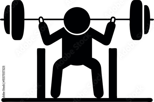 Weightlifter Squatting with Barbell – Gym Workout Silhouette

