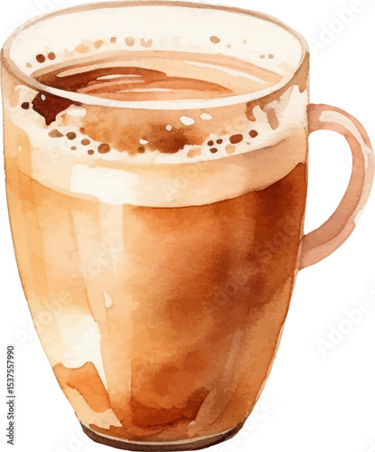 Watercolor painted coffee cup. Hand drawn design element isolated on white background.