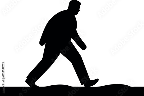 Man Walking Silhouette – Side View Vector of Male on Ground

