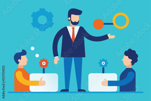 Businessman mentoring team collaboration success strategy