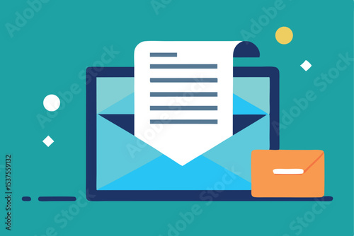 Digital email message inbox communication laptop computer