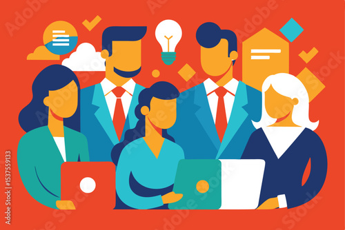 Diverse business team collaboration success innovation technology