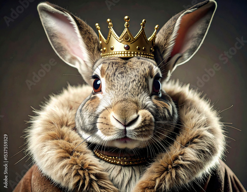 conejito, animal, aislada, mamífero, mascota, pascua, pelaje, blanco, blando, liebre, miniatura, café, corona, rey