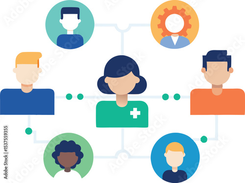 Healthcare team collaboration network diverse professionals