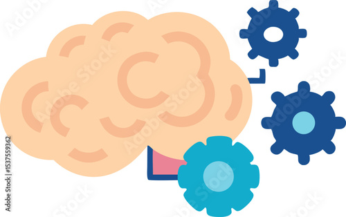 Human brain with cogs gears working thinking process