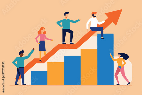 Team collaboration achieving growth success business progress