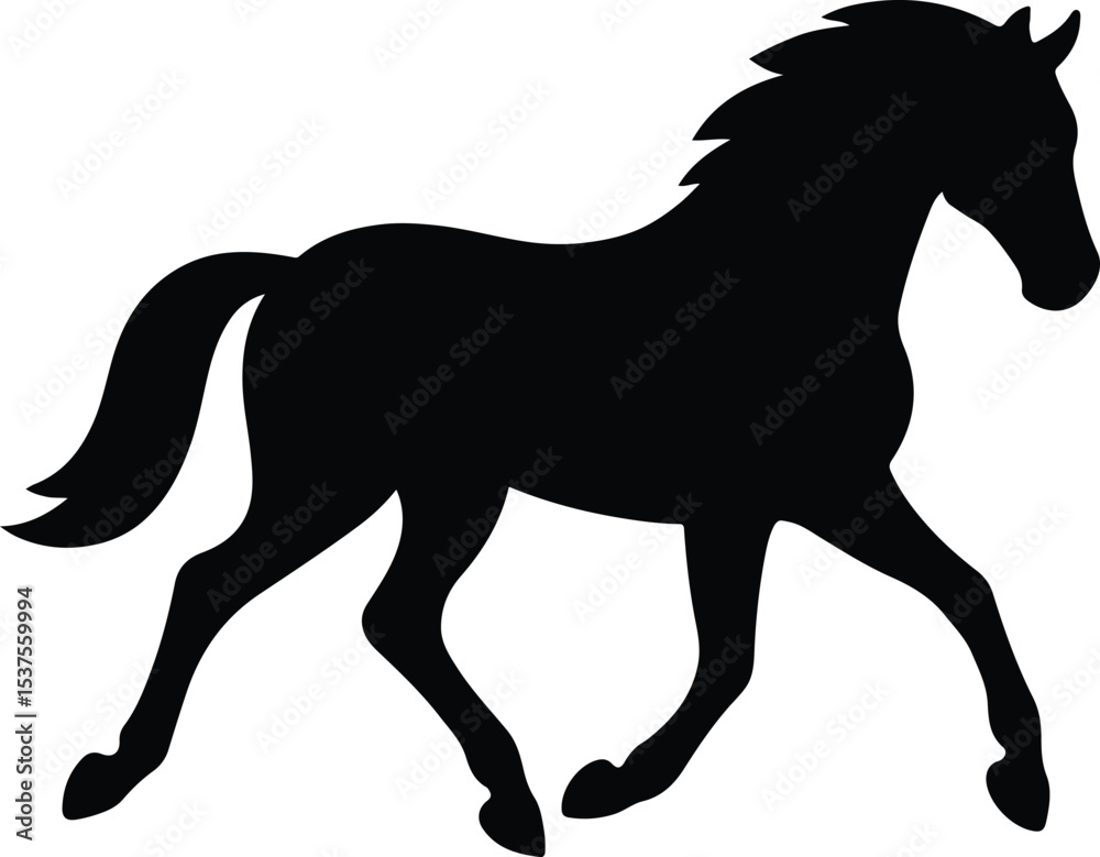 Obraz premium Silhouette running horse elegant black vector illustration