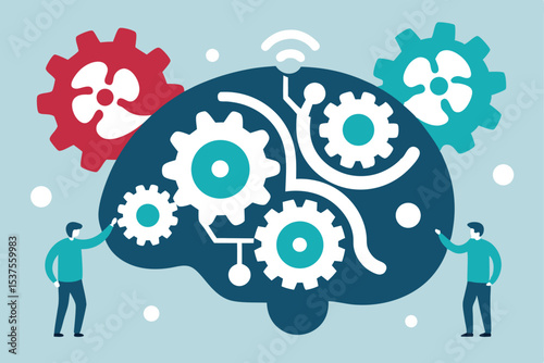 Teamwork collaboration brain gears innovation technology