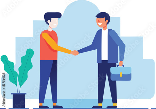 Two businessmen shaking hands partnership deal agreement