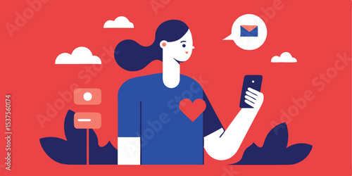Woman receiving good news on her smartphone happy heart