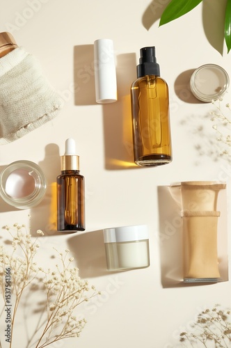 Clean beauty setup with packaging