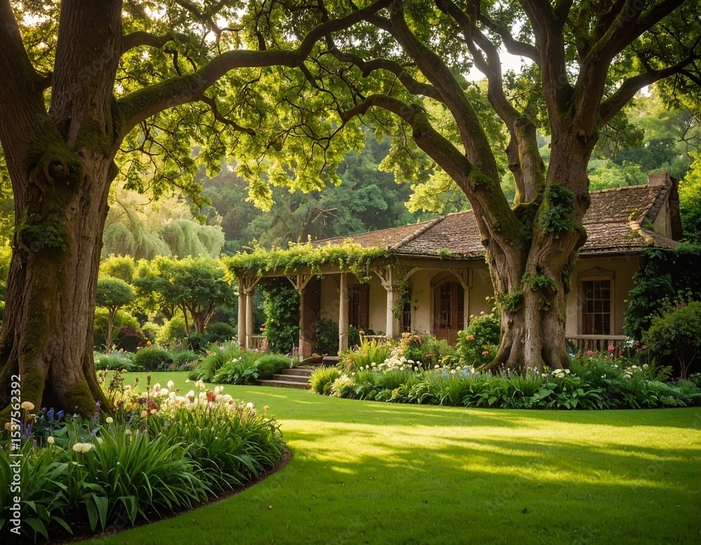 Obraz premium Relaxing house with garden