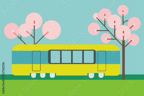 A yellow school bus travels a sunny road, a classic vehicle for public transport