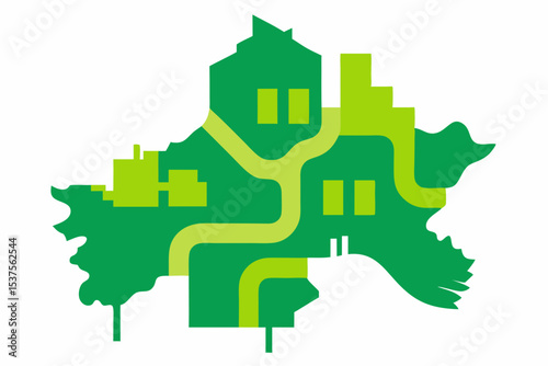Green city world map puzzle design vector illustration symbol