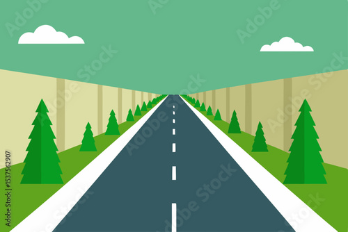 Endless Road A Journey Through Serene Landscapes and Evergreen Trees