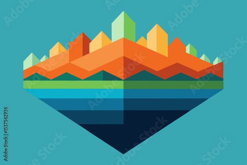 Abstract Cityscape Layered Urban Landscape Design Illustration