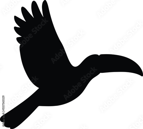 Silhouette toucan bird flying wildlife animal vector illustration