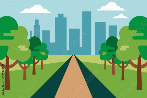 Scenic Road Leading to the City A Journey Through Nature and Urban Landscapes