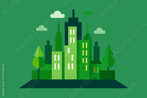 Eco-Friendly Cityscape Green Urban Design and Sustainable Living