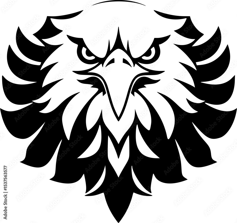 Obraz premium Bald Eagle Portrait Vector. Black and White Monochrome Silhouette. American Wildlife Artwork. Beautiful Raptor Tattoo Design