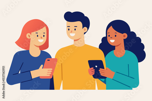 Connecting Through Technology Diverse Friends Sharing Digital Experiences