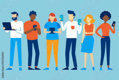 Diverse People Using Smartphones and Tablets  A Modern Digital Connection