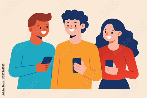 Connecting Through Technology Friends Sharing Moments on Mobile Phones