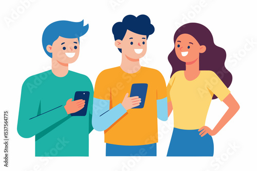 Connecting Through Mobile Technology Friends Sharing Moments Online