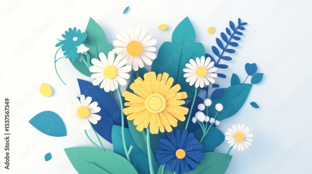 Obraz premium Colorful paper flower bouquet arrangement.