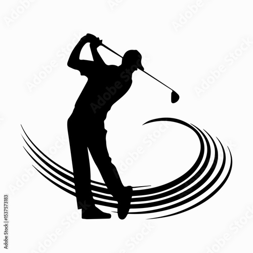 silhouette of a golfer swinging