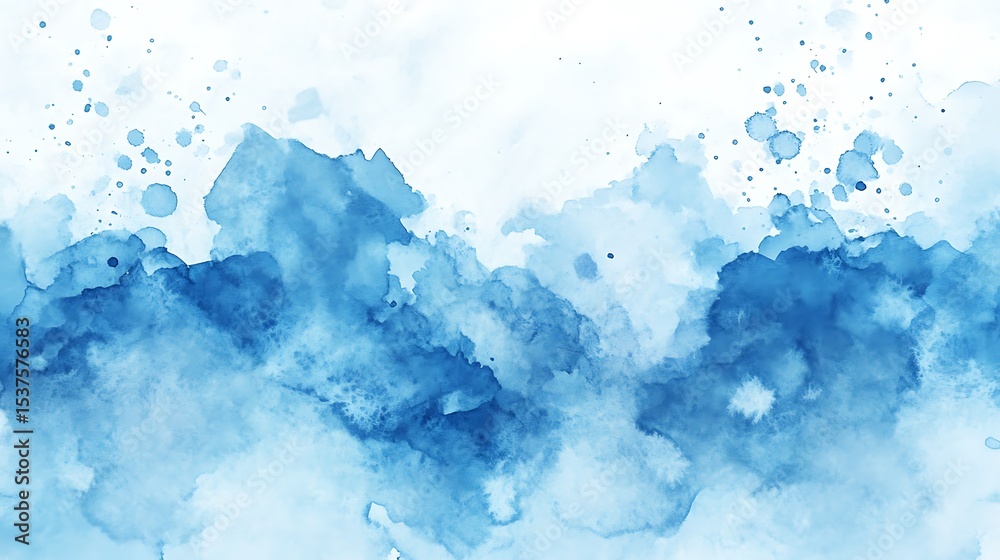 Fototapeta premium Abstract watercolor splash, cool blue hues, capturing a summer day, PPT background (3)