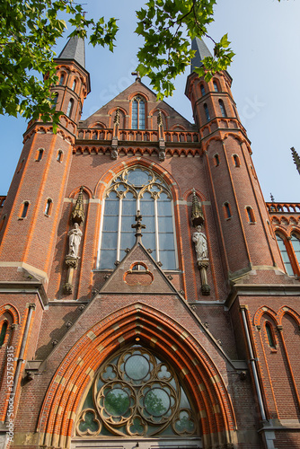 Gouwekerk is a former Roman Catholic cruciform church. Located on Hoge Gouwe in Gouda city, the church dates from the early twentieth century. GOUDA, NETHERLANDS.